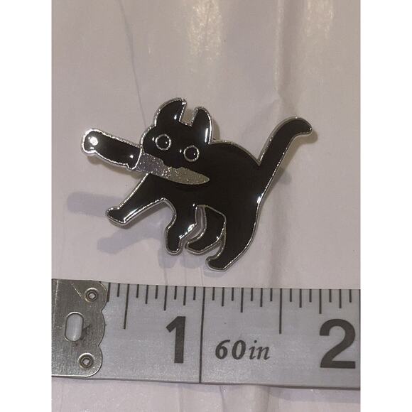 Cat With Knife Pin Brooch - Picture 1 of 1